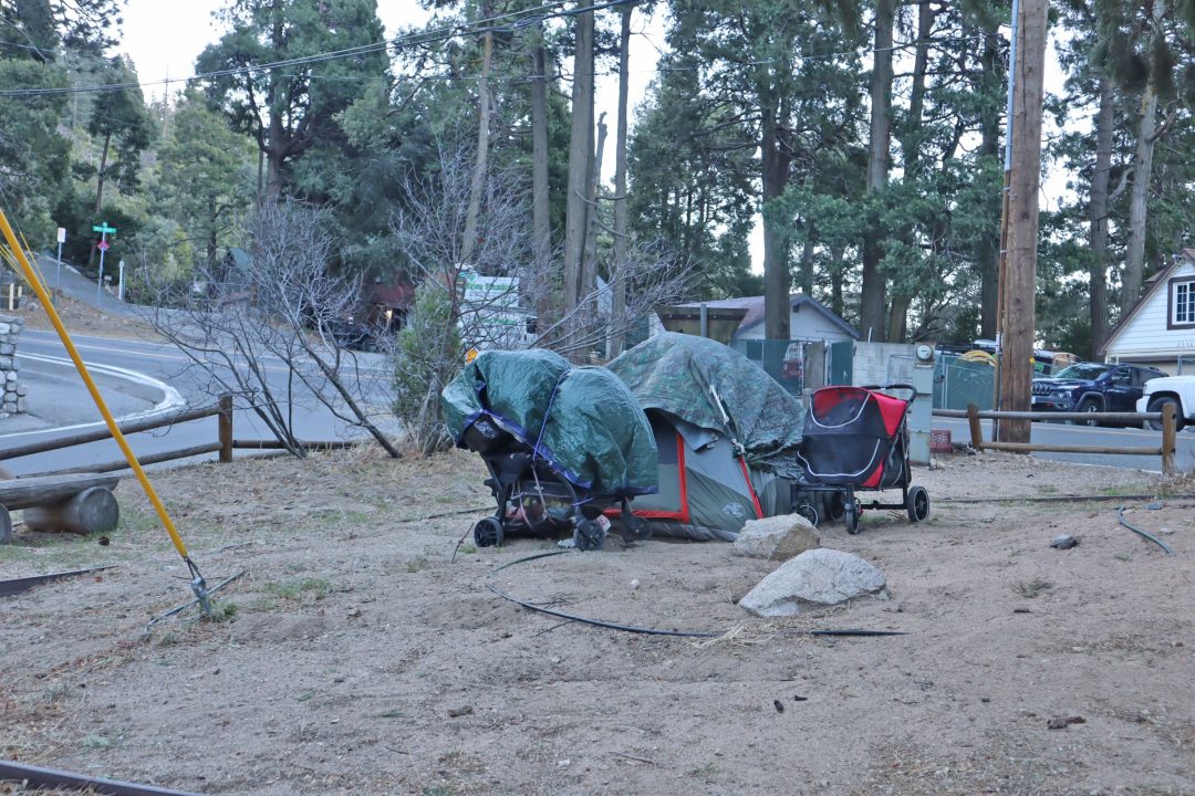 An apparently occupied makeshift tent was found in a public park during this year’s Point in Time homeless count.