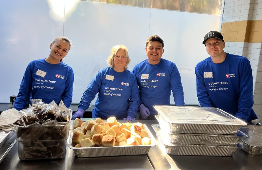 Adrianne, Lisa, Julia, Melissa and Adrianna from Glendora and Orange County enjoyed last year’s Brewfest at Tavern Bay Beach Club so much they couldn’t resist attending this year’s event. (Photos by Douglas W. Motley) Volunteers serving food at a community event.