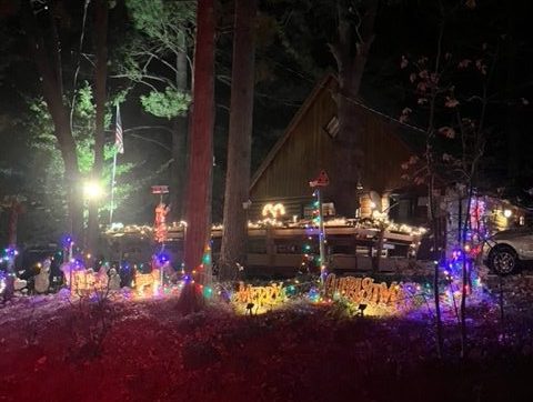 Sue Grove’s winning lights from the front, comprised of many elements including lights, signs and figures.