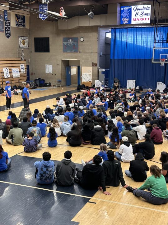 Adrianne, Lisa, Julia, Melissa and Adrianna from Glendora and Orange County enjoyed last year’s Brewfest at Tavern Bay Beach Club so much they couldn’t resist attending this year’s event. (Photos by Douglas W. Motley) Students gather in school gym for assembly.
