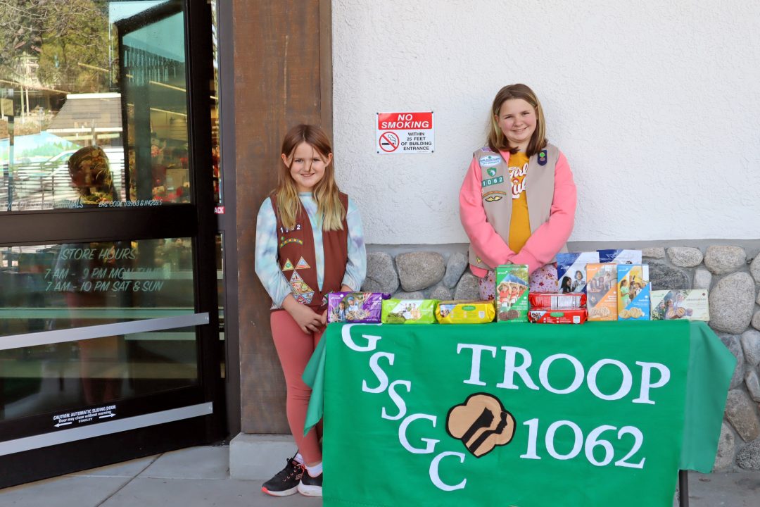 Adrianne, Lisa, Julia, Melissa and Adrianna from Glendora and Orange County enjoyed last year’s Brewfest at Tavern Bay Beach Club so much they couldn’t resist attending this year’s event. (Photos by Douglas W. Motley) Girl Scout troop selling cookies outside store.
