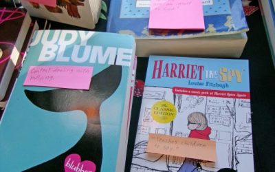 Banned books displayed at Paper & Clay