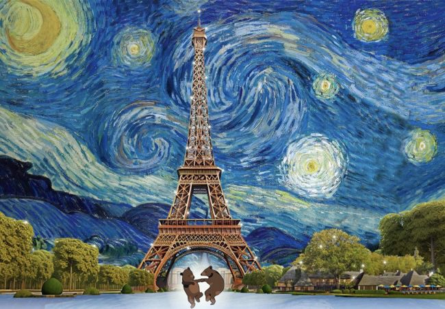 Adrianne, Lisa, Julia, Melissa and Adrianna from Glendora and Orange County enjoyed last year’s Brewfest at Tavern Bay Beach Club so much they couldn’t resist attending this year’s event. (Photos by Douglas W. Motley) Eiffel Tower amid Starry Night with animated characters.
