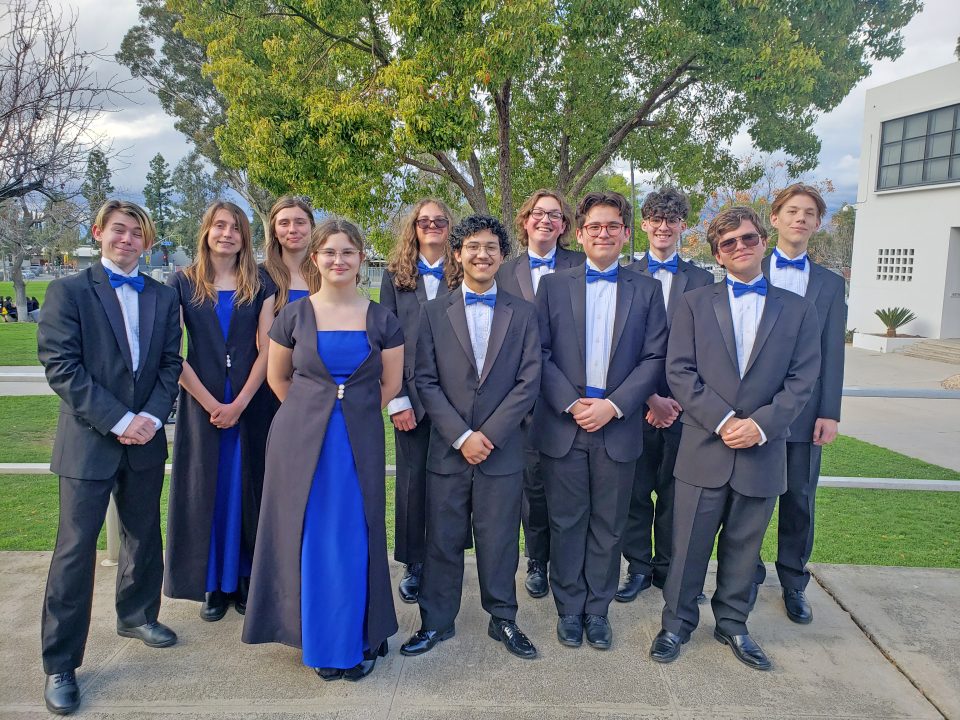 Adrianne, Lisa, Julia, Melissa and Adrianna from Glendora and Orange County enjoyed last year’s Brewfest at Tavern Bay Beach Club so much they couldn’t resist attending this year’s event. (Photos by Douglas W. Motley) Group of young musicians in formal attire outdoors.