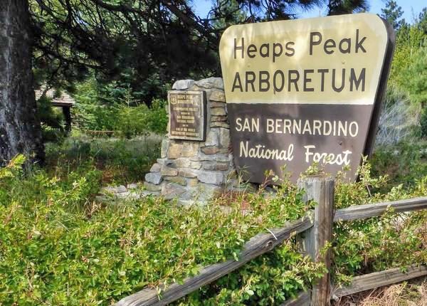 Entrance sign at Heaps Peak Arboretum, San Bernardino.