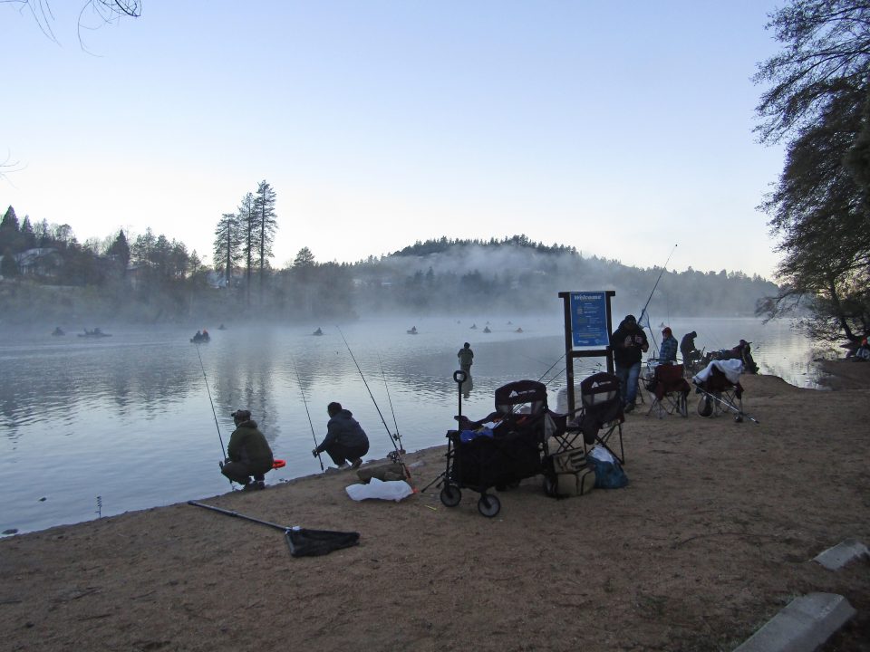 Adrianne, Lisa, Julia, Melissa and Adrianna from Glendora and Orange County enjoyed last year’s Brewfest at Tavern Bay Beach Club so much they couldn’t resist attending this year’s event. (Photos by Douglas W. Motley) People fishing by a misty lake in morning.