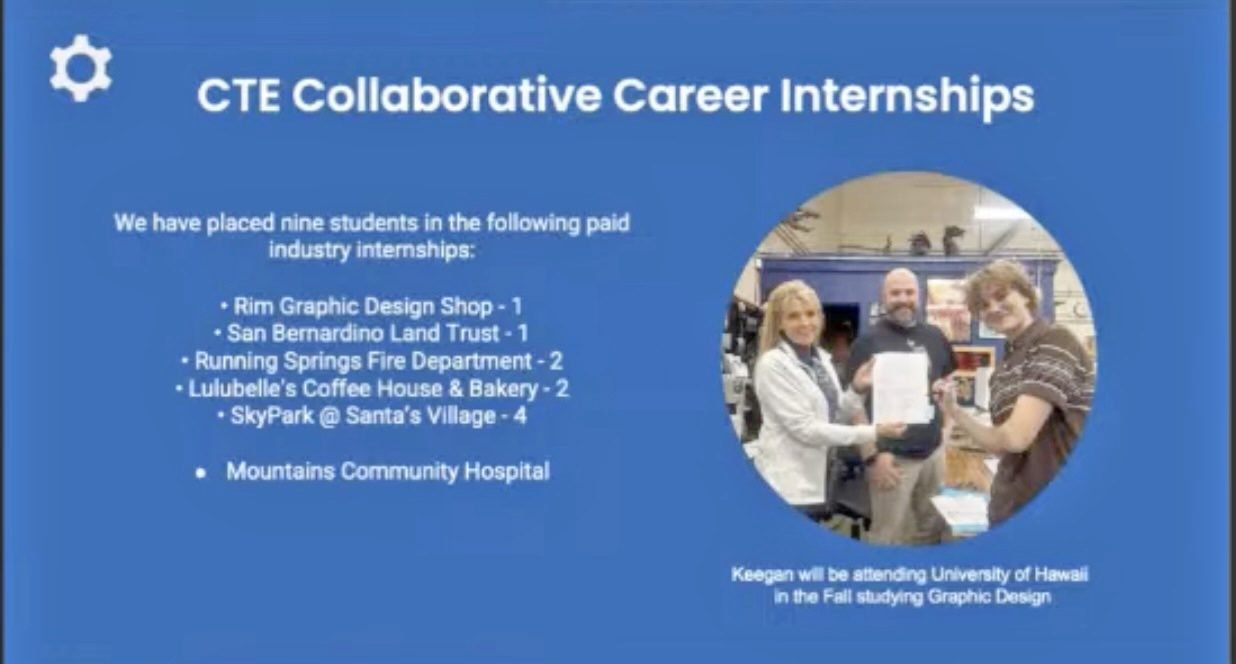 Career Technical Education (CTE),Rim of the World High School,Rim of the World Educational Foundation,Alpine Mountaineer Newspaper,Education