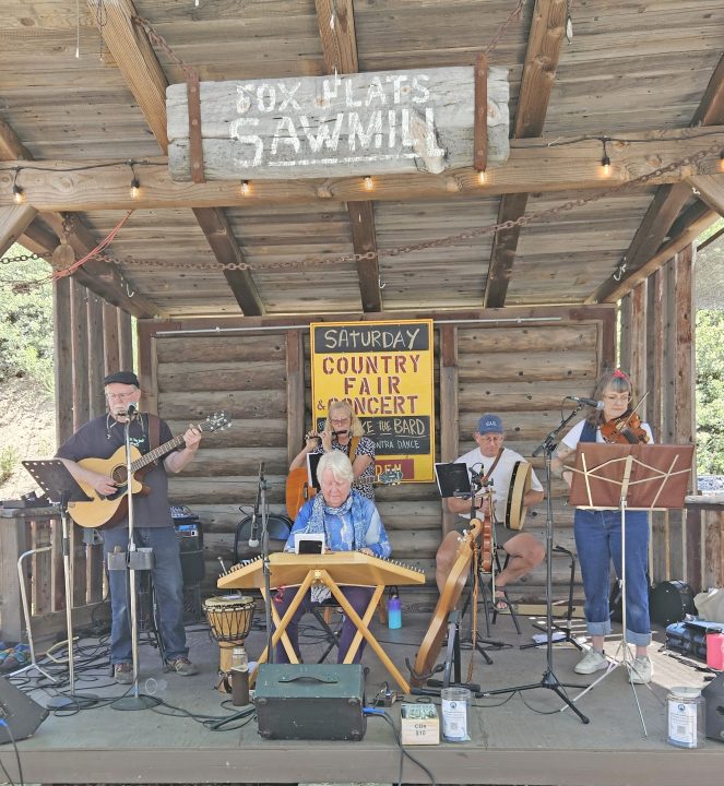 Adrianne, Lisa, Julia, Melissa and Adrianna from Glendora and Orange County enjoyed last year’s Brewfest at Tavern Bay Beach Club so much they couldn’t resist attending this year’s event. (Photos by Douglas W. Motley) Band performing at country fair concert in wooden shelter.