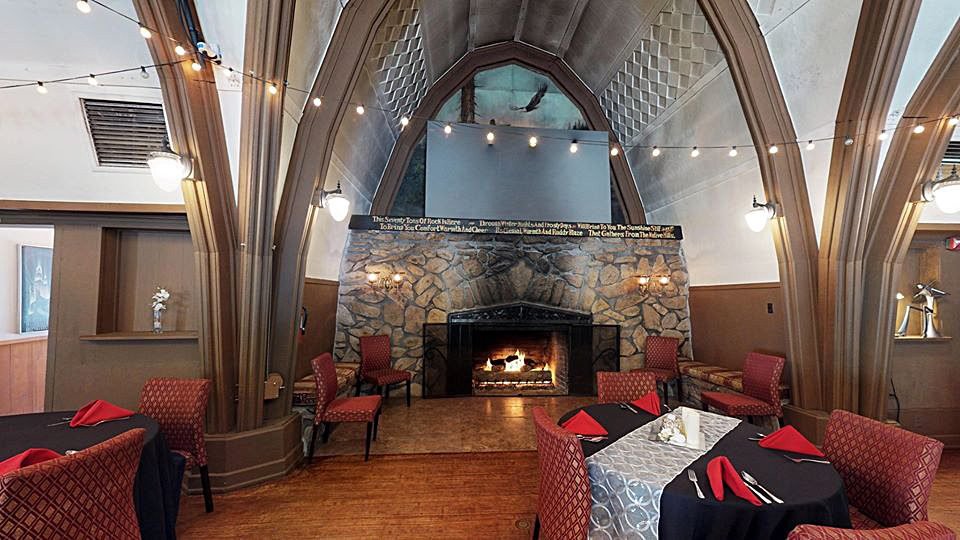 Adrianne, Lisa, Julia, Melissa and Adrianna from Glendora and Orange County enjoyed last year’s Brewfest at Tavern Bay Beach Club so much they couldn’t resist attending this year’s event. (Photos by Douglas W. Motley) Cozy dining room with stone fireplace and red chairs.
