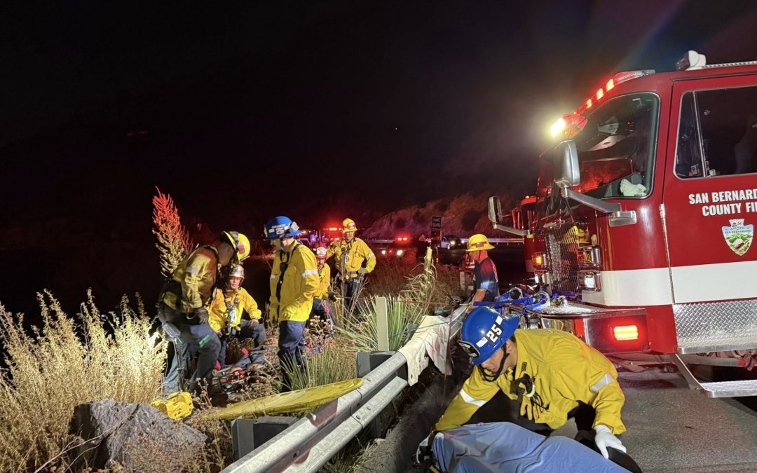 Vehicle plunges 100 feet off Highway 18