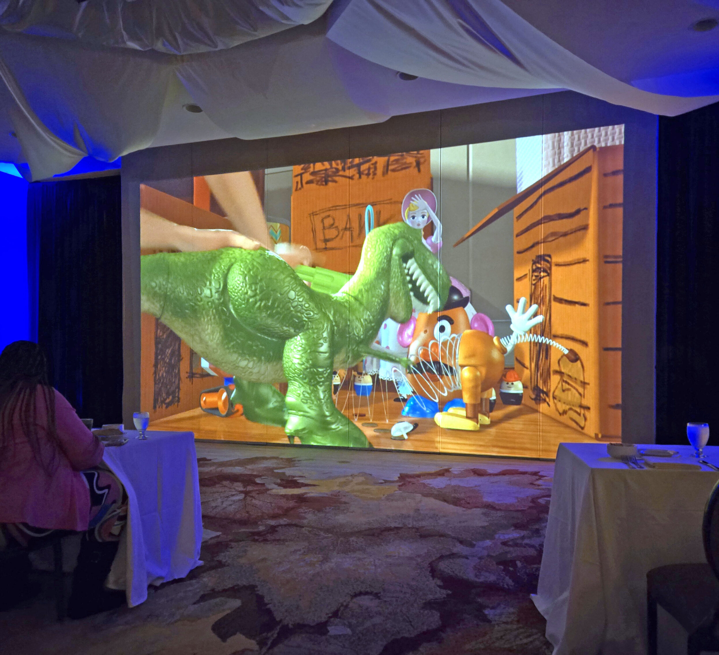 Adrianne, Lisa, Julia, Melissa and Adrianna from Glendora and Orange County enjoyed last year’s Brewfest at Tavern Bay Beach Club so much they couldn’t resist attending this year’s event. (Photos by Douglas W. Motley) A dinosaur attacks Space Ranger Max Lightyear.