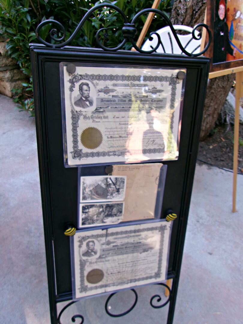 Adrianne, Lisa, Julia, Melissa and Adrianna from Glendora and Orange County enjoyed last year’s Brewfest at Tavern Bay Beach Club so much they couldn’t resist attending this year’s event. (Photos by Douglas W. Motley) Vintage documents displayed on an ornate metal stand.