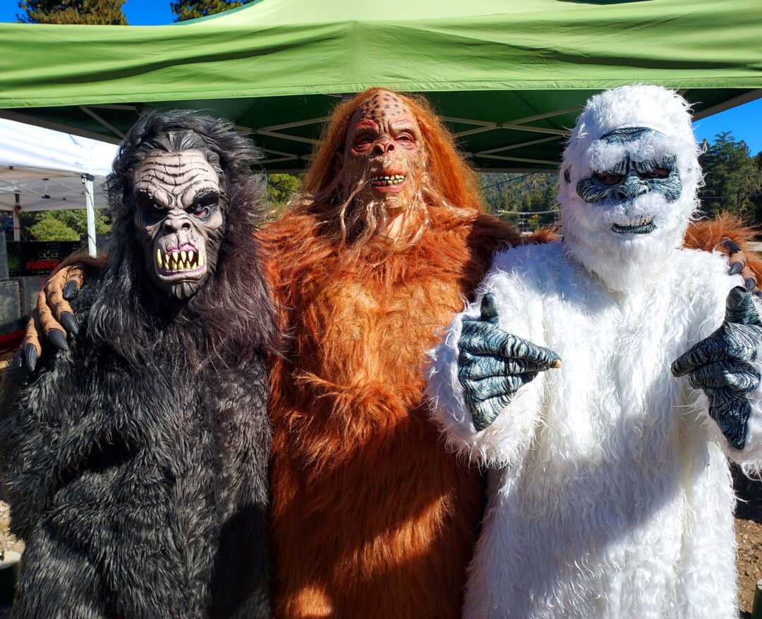 Adrianne, Lisa, Julia, Melissa and Adrianna from Glendora and Orange County enjoyed last year’s Brewfest at Tavern Bay Beach Club so much they couldn’t resist attending this year’s event. (Photos by Douglas W. Motley) Three people in gorilla and yeti costumes outdoors.