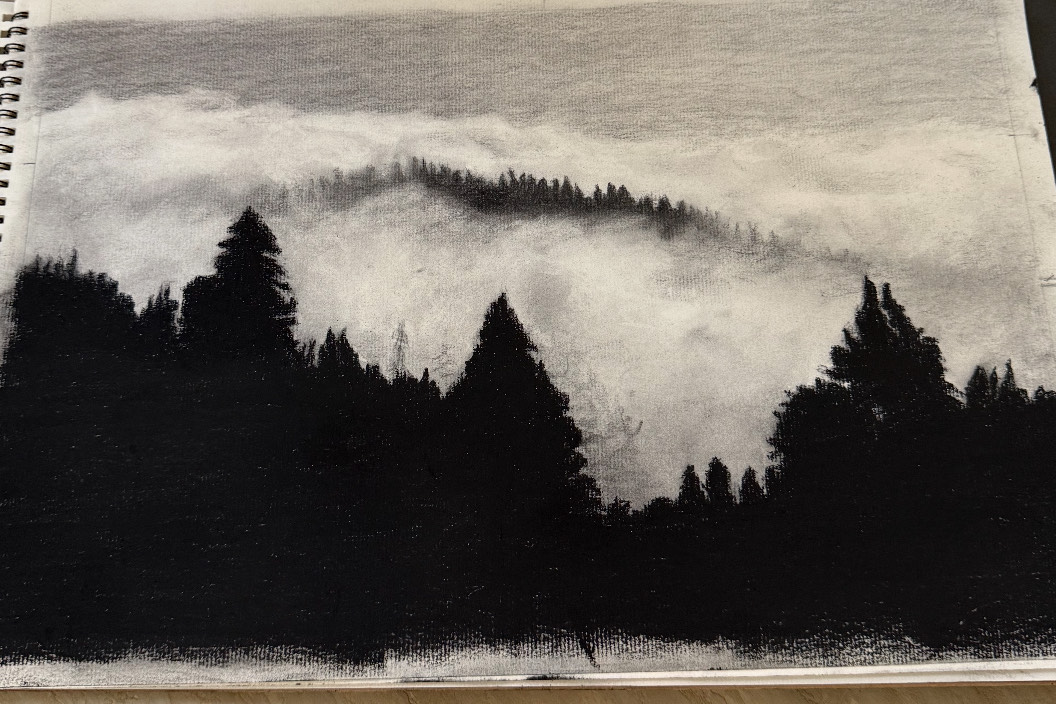 Adrianne, Lisa, Julia, Melissa and Adrianna from Glendora and Orange County enjoyed last year’s Brewfest at Tavern Bay Beach Club so much they couldn’t resist attending this year’s event. (Photos by Douglas W. Motley) Charcoal drawing of misty forest landscape.