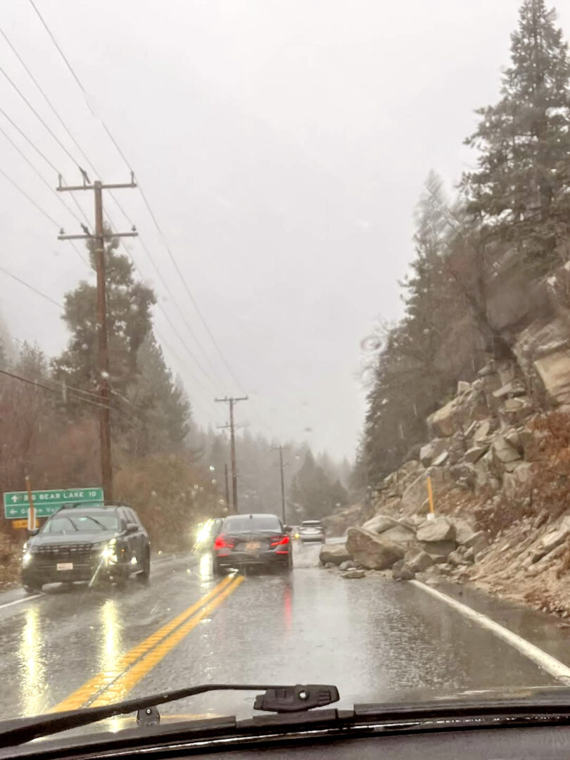 San Bernardino County Fire,California historic winter storm,Rockslide,Wrightwood News,Alpine Mountaineer Newspaper,Mountain News,rain on Christmas Day