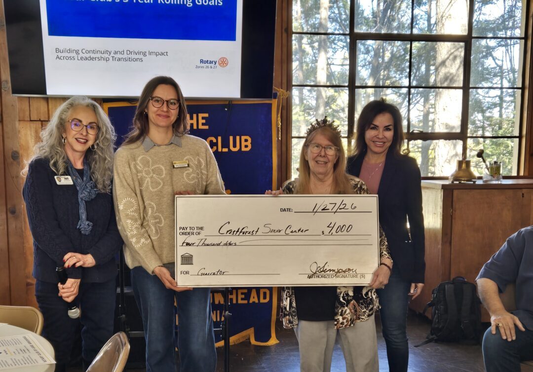 Adrianne, Lisa, Julia, Melissa and Adrianna from Glendora and Orange County enjoyed last year’s Brewfest at Tavern Bay Beach Club so much they couldn’t resist attending this year’s event. (Photos by Douglas W. Motley) Rotary President Jeri Simpson hands the $4,000 check to Emiliya Phidayeva, Rhea-Frances Tetley and Cecilia Ponce De Leon of the Crest Forest Senior Citizens Club to assist in installing a generator at Leisure Shores.