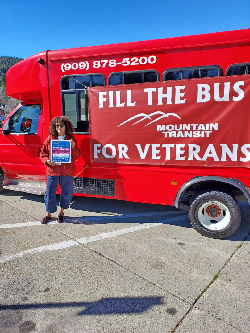 Adrianne, Lisa, Julia, Melissa and Adrianna from Glendora and Orange County enjoyed last year’s Brewfest at Tavern Bay Beach Club so much they couldn’t resist attending this year’s event. (Photos by Douglas W. Motley) Noemi Anaya of Mountain Transit beside the bus they provided to be filled with warm clothing and other essentials for veterans. (Photos: Mountain Transit)
