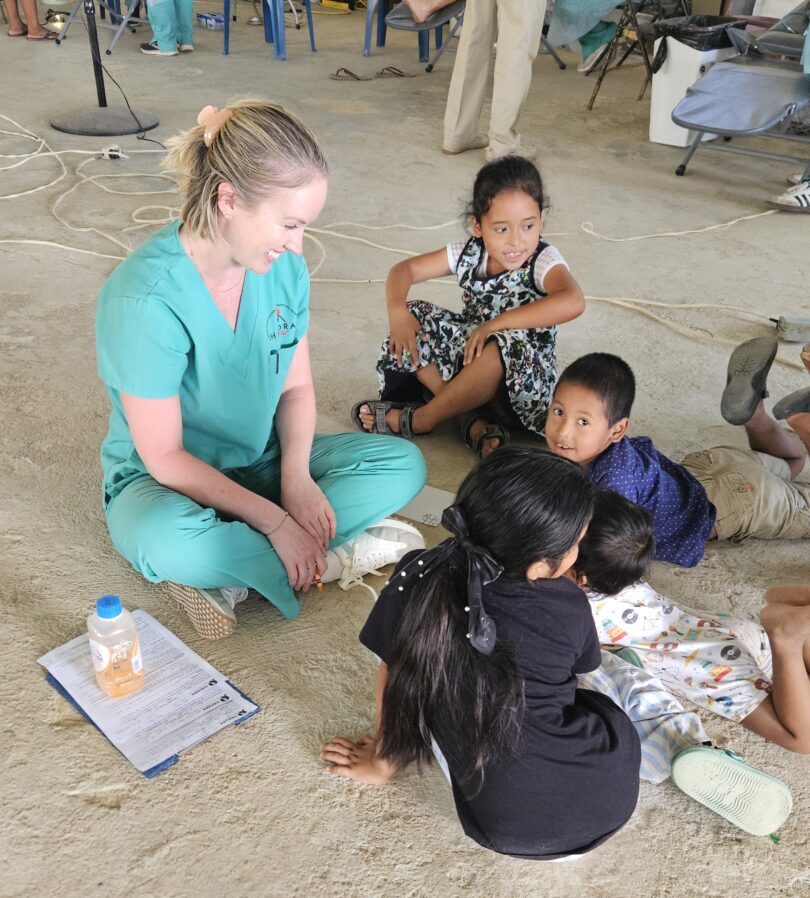 Abby Savich keeping some of the children entertained.