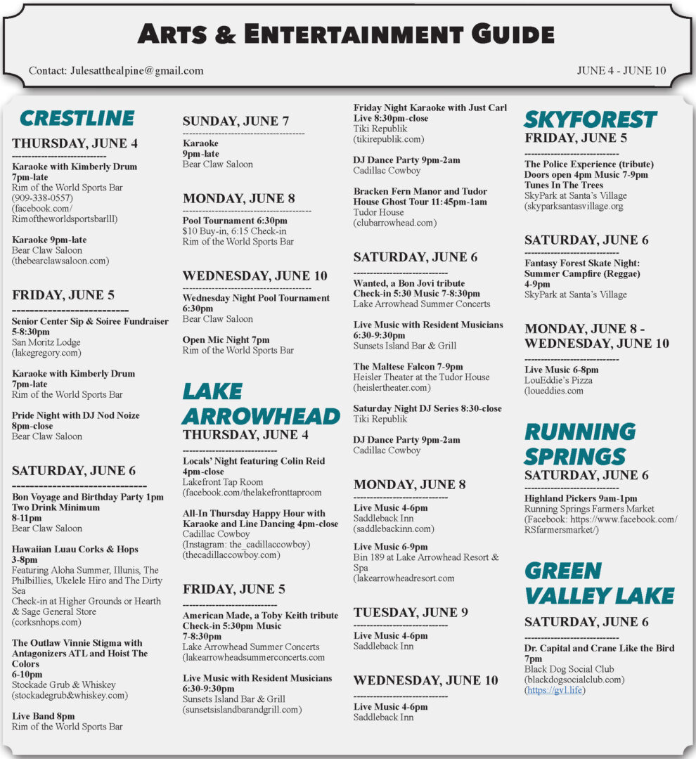 Mountain community events guide June 4–10