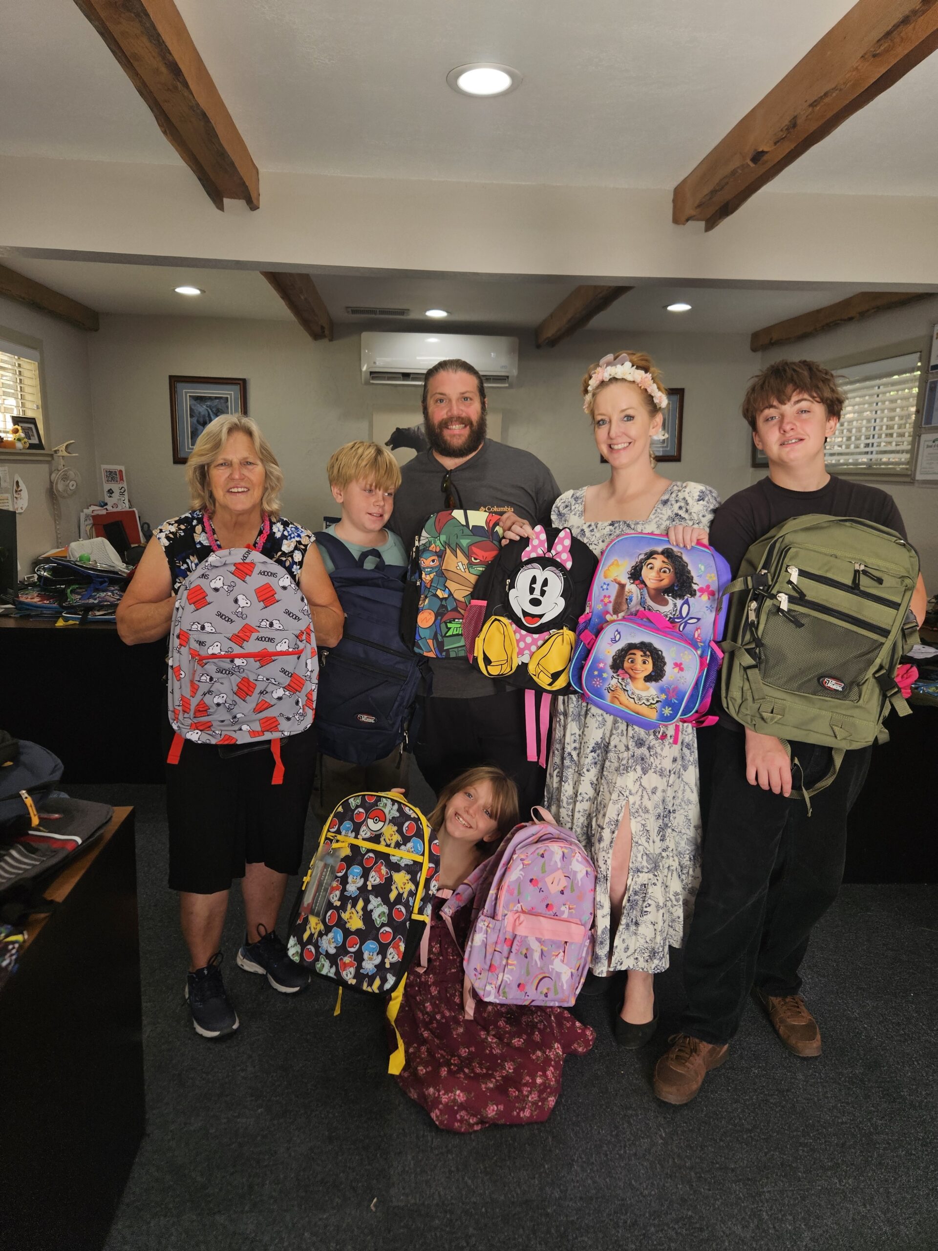 Adrianne, Lisa, Julia, Melissa and Adrianna from Glendora and Orange County enjoyed last year’s Brewfest at Tavern Bay Beach Club so much they couldn’t resist attending this year’s event. (Photos by Douglas W. Motley) The Labadie family – Rosemarie, Harlow, Dominic, Miranda, Tristan and Aurora – with some of the backpacks that were available. (Photo by Mary-Justine Lanyon)